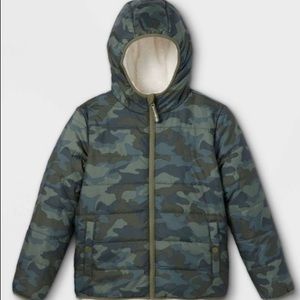 Boys' Camo Reversible Puffer Jacket - Cat & Jack™ SZ MEDIUM